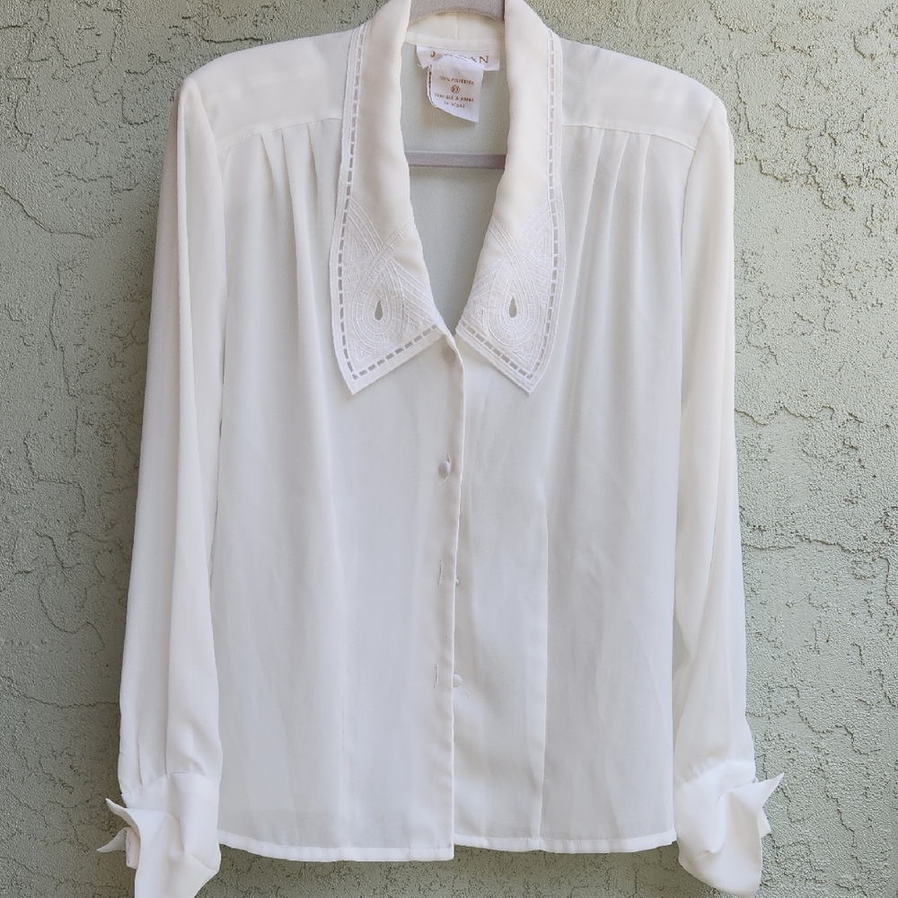 Jordan Cream Long Sleeve Buttoned Blouse